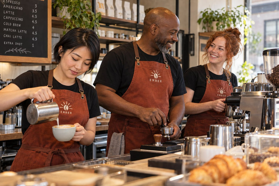 Café & barista in custom uniforms