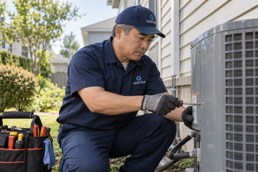 HVAC technicians in custom uniforms